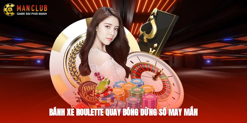 Bánh xe roulette quay, bóng dừng số may mắn